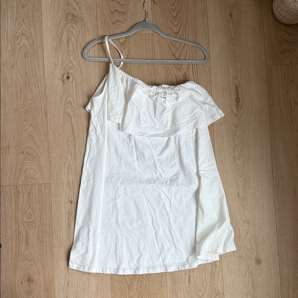 ASOS One-Shoulder White Ruffle Dress